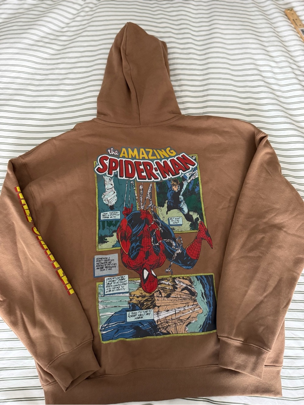 Marvel Brown Spider-Man Comic Panel Zip-Up Hoodie